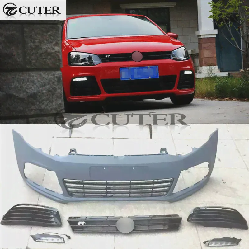 Polo Gti r Style Pp Неокрашенный серый Грунтовочный обвес переднего бампера автомобиля для Volkswagen Polo Gti 2011-2015-0