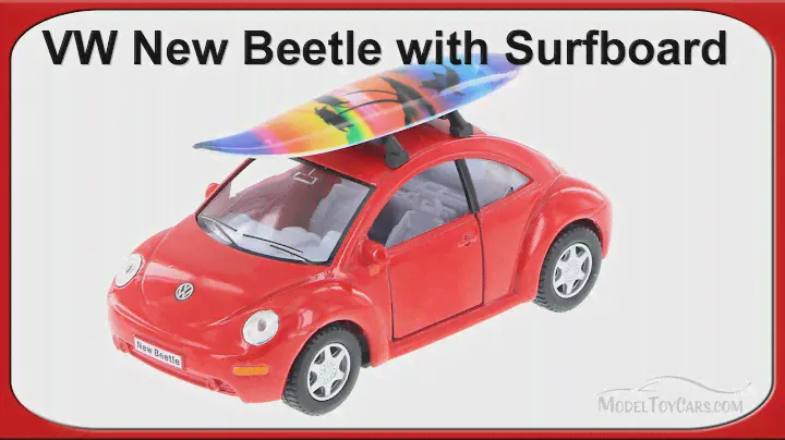 Volkswagen New Beetle w/ surfboard, Red - Kinsmart 1/32 Scale