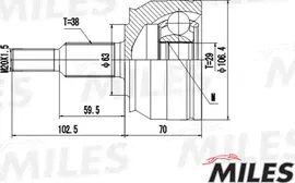 Шрус наружный (граната) Miles передний для Volkswagen Transporter T5 2003-2015. Артикул GA20531