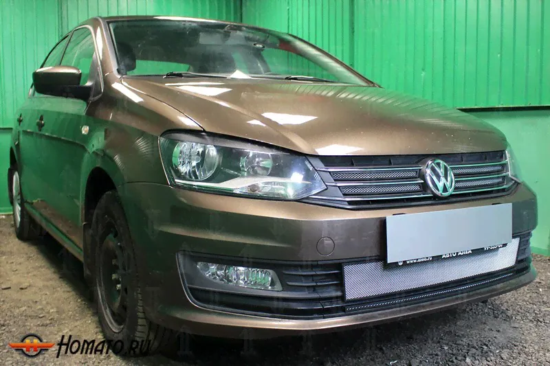 Защита радиатора для Volkswagen Polo седан (2016+) рестайл | Стандарт