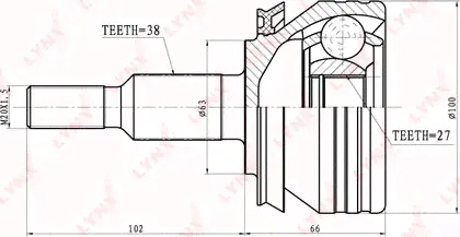 Шрус наружный (граната) LYNXauto для Volkswagen Transporter T5 2003-2015. Артикул CO-8027-1