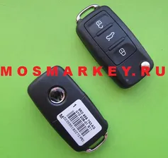 Volkswagen оригинальный выкидной ключ зажигания, 3 кнопки - 433Mhz