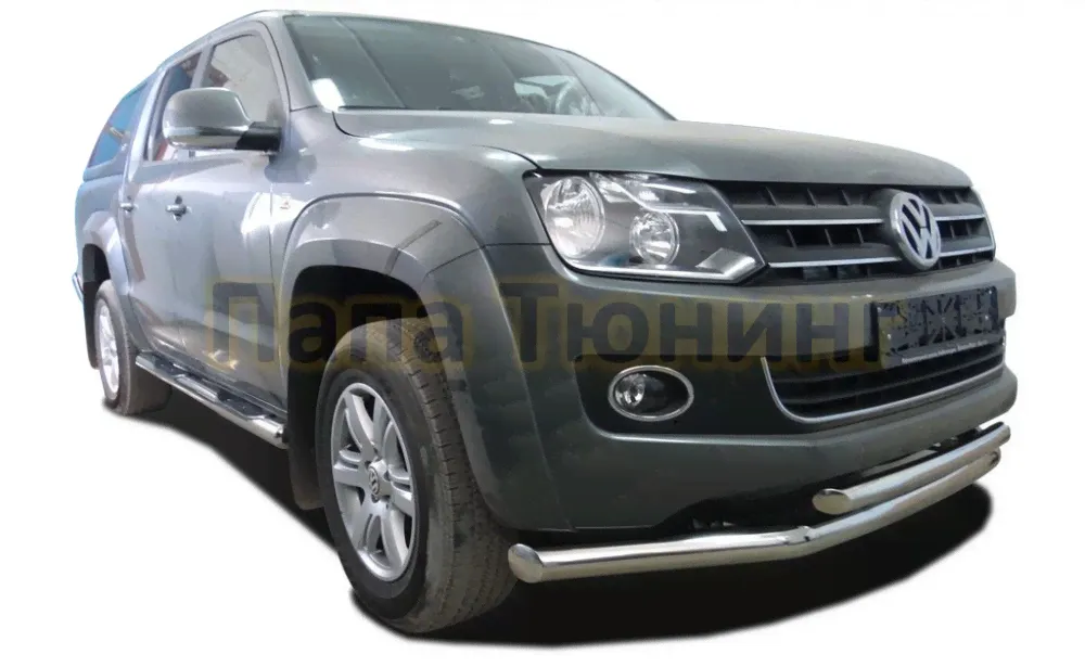 Защита переднего бампера двойная d76/60 Volkswagen Amarok 2009-2015-0