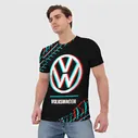 Футболка Значок Volkswagen в стиле glitch на темном фоне