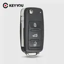 🛍 Брелок KEYYOU с тремя кнопками, дистанционный складной, для VW VOLKSWAGEN Tiguan Golf Sagitar Polo MK6