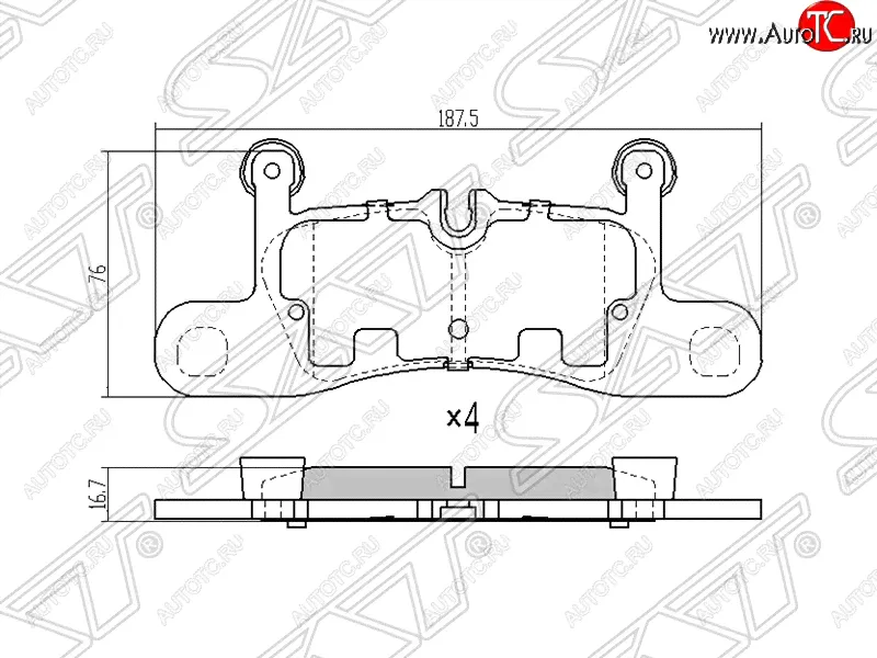 Колодки тормозные SAT (задние, 187,5*76*16,7) Volkswagen Touareg NF (2010-2014)-0