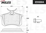 Тормозные колодки Miles (Керамика) задние для Volkswagen Polo V 2009-2024. Артикул E510004