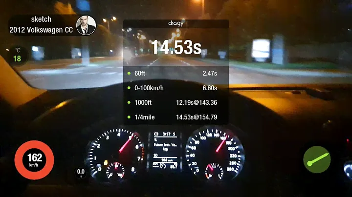 VW Passat CC 2.0 TSI (APR Stage 1) acceleration 0-100 402m