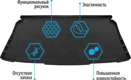 Коврик Rival в багажник для Volkswagen Teramont (7 мест, сложенный 3 ряд) 2017-2024. Артикул 15810002