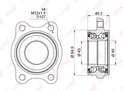 Ступичный подшипник (комплект) LYNXauto передний/задний для Volkswagen Passat B5 2003-2004. Артикул WB-1001-0