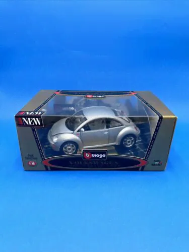 BBurago Volkswagen Beetle Bug 1998 Gold Collection 1:18 Silver New In Box-0