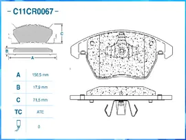 Колодки тормозные передние LOW METALLIC C11CR0067 для VOLKSWAGEN POLO V 6C1 / 6R1 2009-2014