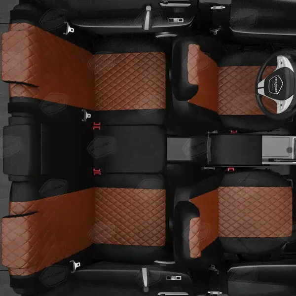 Комплект чехлов Экокожа с ромбом Volkswagen Touran компактвэн 2014-2019 Коричневый и черный VW28-0704-EC10-R-fox-1
