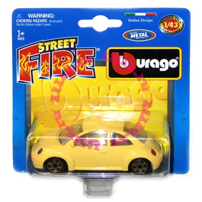 Модель автомобиля Volkswagen New Beetle, желтая, 1:43, серия 'Street Fire' в блистере, Bburago [18-30001-05]-0