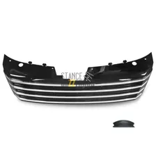 Решетка радиатора без значка JOM Volkswagen Passat B7 (Typ 36) (2010-2014) черная с хромированными полосками (кроме моделей с адаптивным круиз-контролем), 3AA853653COE