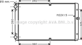 Радиатор охлаждения двигателя AVA для Volkswagen Transporter T4 1998-2003. Артикул VNA2245
