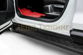 Пороги алюминиевые "Optima Black" 2000 черные Volkswagen Teramont (2017-2020)