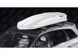 Багажный бокс на крышу (207,4x79,8x33,4 см, двусторонний) Pentair COBRA 420L Volkswagen Polo Mk6 лифтбек (2020-2022) (белый глянец)