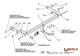 Фаркоп Imiola для Volkswagen Golf IV универсал 1998-2003. Артикул W.009