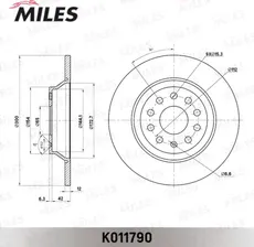 Тормозной диск Miles задний для Volkswagen Tiguan II 2016-2024. Артикул K011790