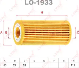 Масляный фильтр LYNXauto для Volkswagen Polo V 2014-2024. Артикул LO-1933