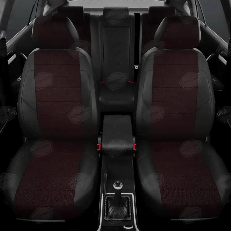 Чехлы для сидений жаккард Volkswagen Polo с 2010-2019 седан красный VW28-0102-KK6-3