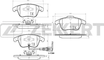 Тормозные колодки Zekkert передние для Volkswagen Tiguan I 2007-2018. Артикул BS-1009-1