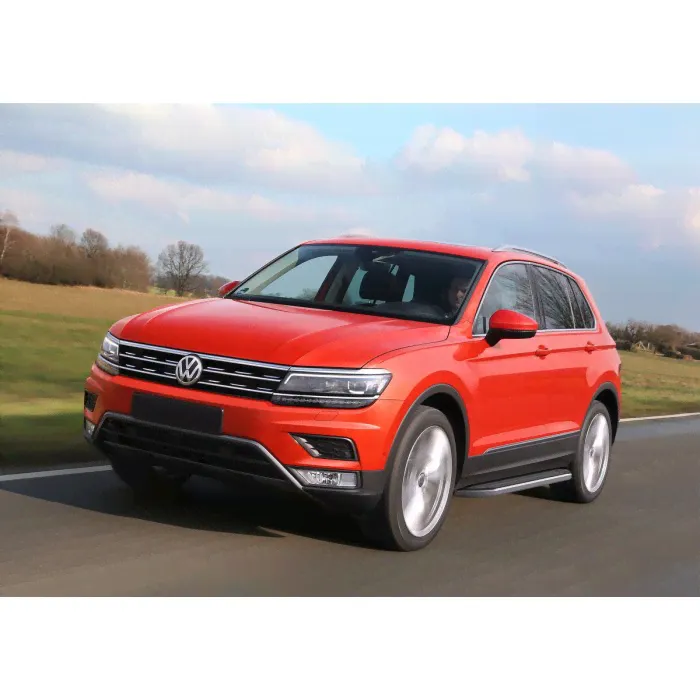 Пороги алюминиевые Rival Silver New для Volkswagen Tiguan 2016-2021