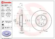 Тормозной диск Brembo PRIME LINE - UV Coated передний для Volkswagen T-Cross I 2018-2024. Артикул 09.D571.11