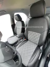 Чехлы на Volkswagen Polo (2020 г.в.) черно-серые (ромб)