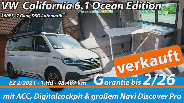 Verkauft: VW California T6.1 Ocean EZ2021 150PS DSG ACC Digitales Cockpit AHK Garantie bis 2026