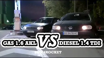 Дизельный Golf 4 1.9TDI против бензин 1.6 AKL. Кто быстрее?